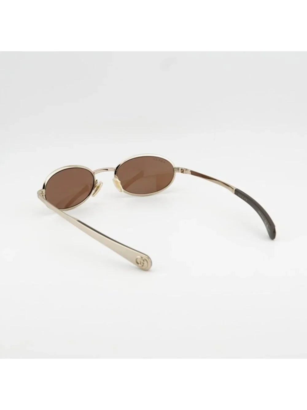 Gucci GG1942S 003 Women Sunglasses Gold Oval Frame, Brown Lenses